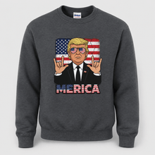 Load image into Gallery viewer, Trump Merica Sweatshirt, Funny Patriotic American Flag Pullover