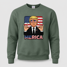 Load image into Gallery viewer, Trump Merica Sweatshirt, Funny Patriotic American Flag Pullover