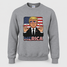 Load image into Gallery viewer, Trump Merica Sweatshirt, Funny Patriotic American Flag Pullover