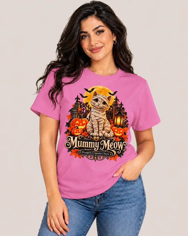 Mummy Meow Wrapped in Spooky Charm Tee