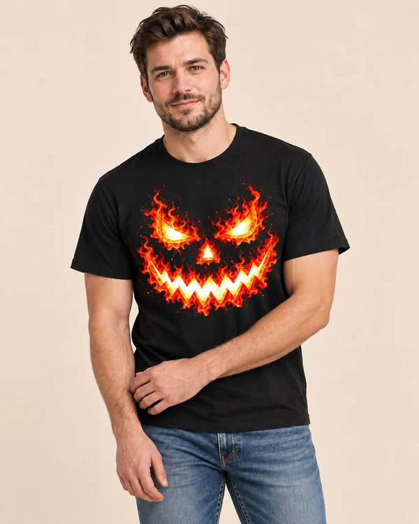 Flaming Jack-O’-Lantern Halloween Graphic Tee