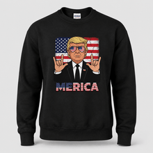 Load image into Gallery viewer, Trump Merica Sweatshirt, Funny Patriotic American Flag Pullover
