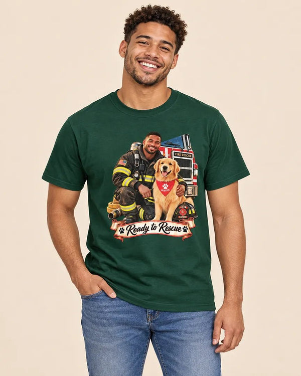 Ready to Rescue Firefighter Dog T-Shirt