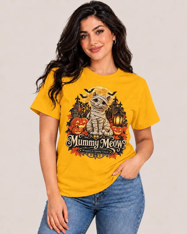 Mummy Meow Wrapped in Spooky Charm Tee