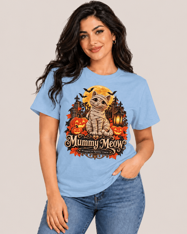 Mummy Meow Wrapped in Spooky Charm Tee