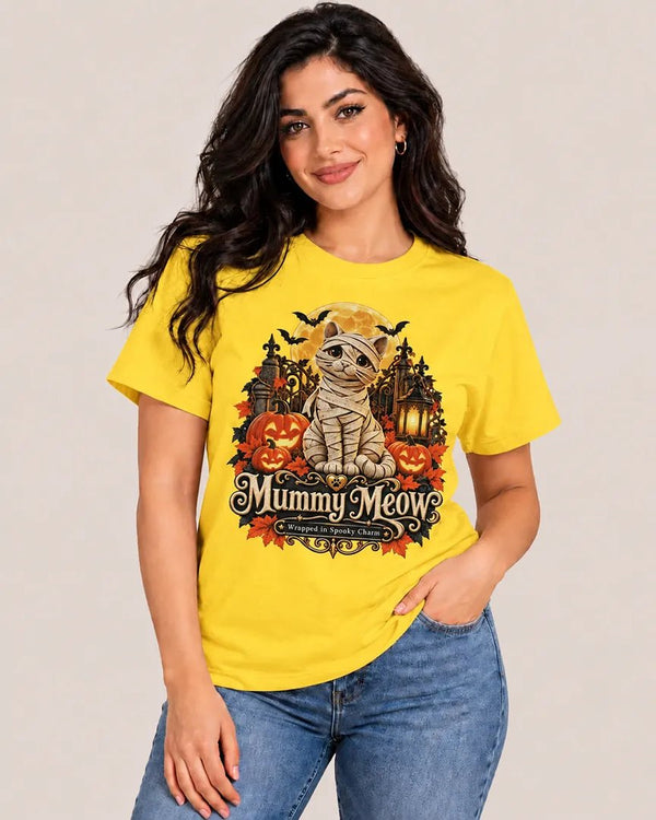 Mummy Meow Wrapped in Spooky Charm Tee