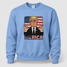 Load image into Gallery viewer, Trump Merica Sweatshirt, Funny Patriotic American Flag Pullover
