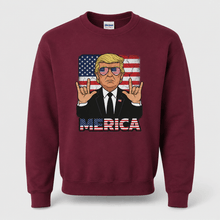 Load image into Gallery viewer, Trump Merica Sweatshirt, Funny Patriotic American Flag Pullover
