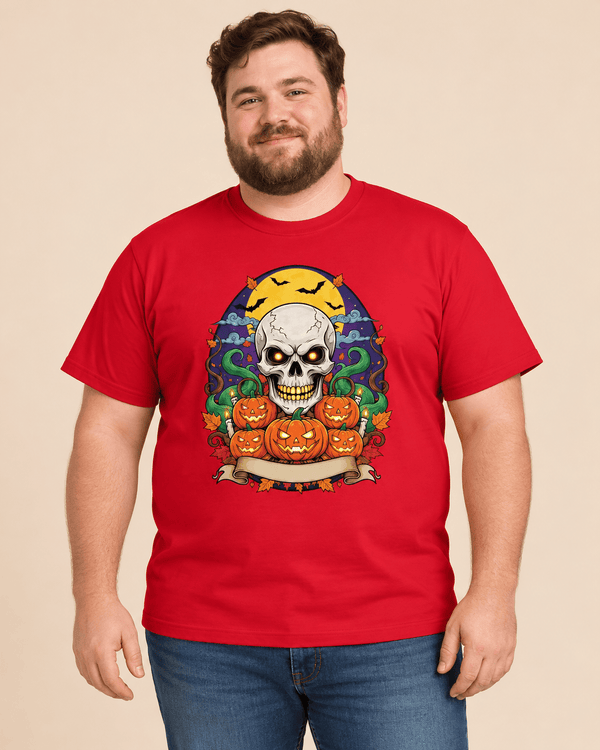 Skull and Pumpkins Halloween Horror Graphic Tee