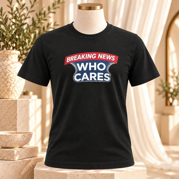 Breaking News Who Cares Shirt, Funny Sarcastic Graphic Tee