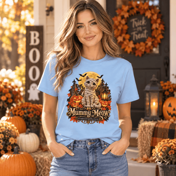 Mummy Meow Wrapped in Spooky Charm Tee