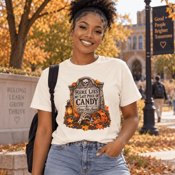Here Lies My Last Piece of Candy Halloween Tee