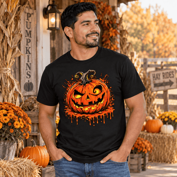 Creepy Dripping Pumpkin Halloween Graphic Tee