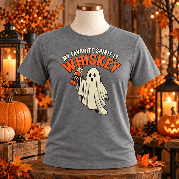 My Favorite Spirit Is Whiskey Funny Halloween Graphic Tee