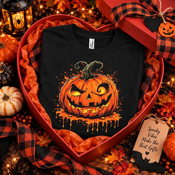 Creepy Dripping Pumpkin Halloween Graphic Tee