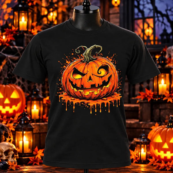 Creepy Dripping Pumpkin Halloween Graphic Tee