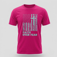 Load image into Gallery viewer, Faith Over Fear Christian Flag T-Shirt
