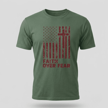 Load image into Gallery viewer, Faith Over Fear Christian Flag T-Shirt
