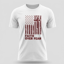Load image into Gallery viewer, Faith Over Fear Christian Flag T-Shirt
