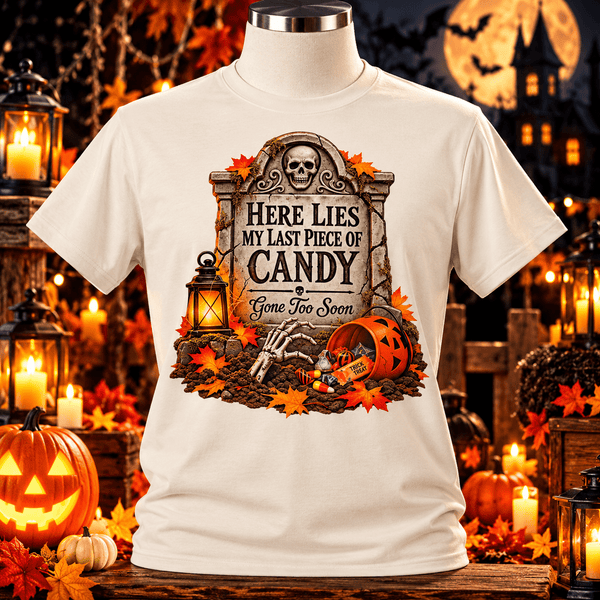 Here Lies My Last Piece of Candy Halloween Tee