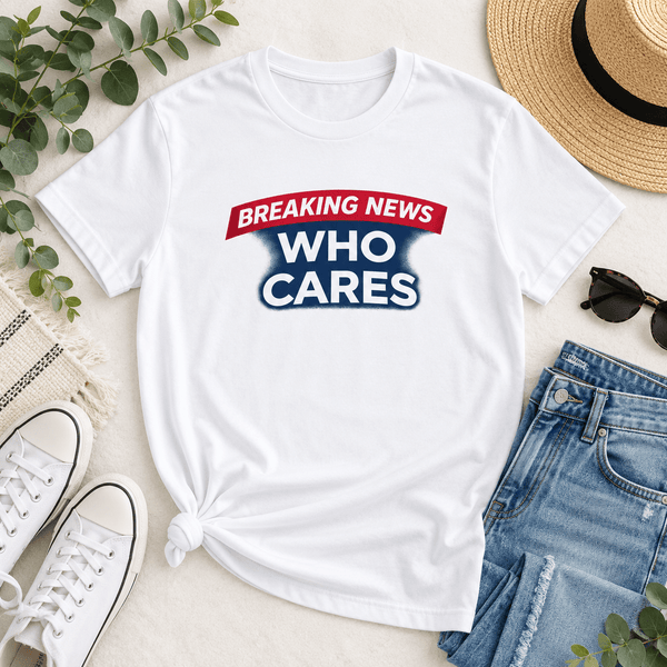 Breaking News Who Cares Shirt, Funny Sarcastic Graphic Tee