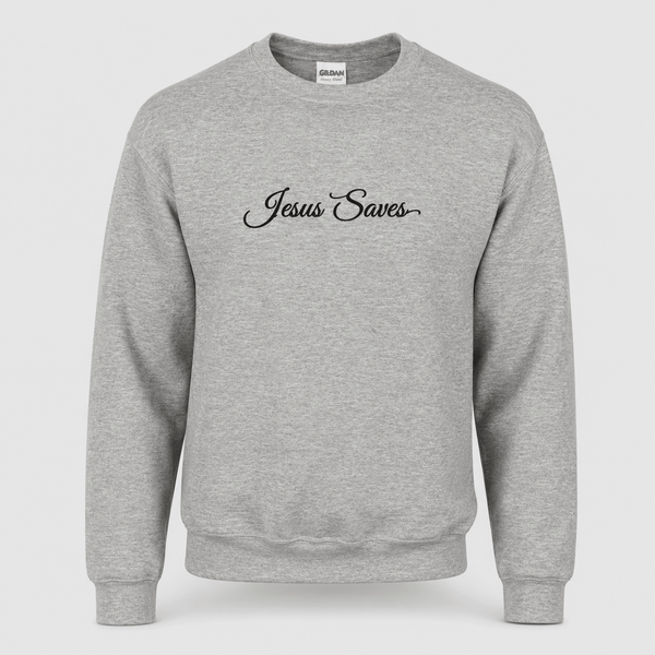 Jesus Saves Christian Script Sweatshirt