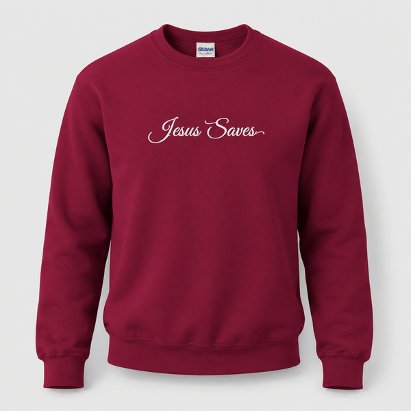 Jesus Saves Christian Script Sweatshirt