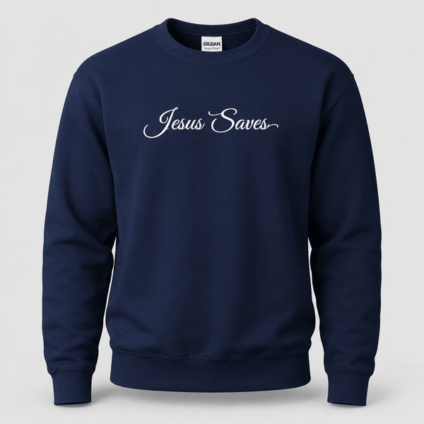 Jesus Saves Christian Script Sweatshirt