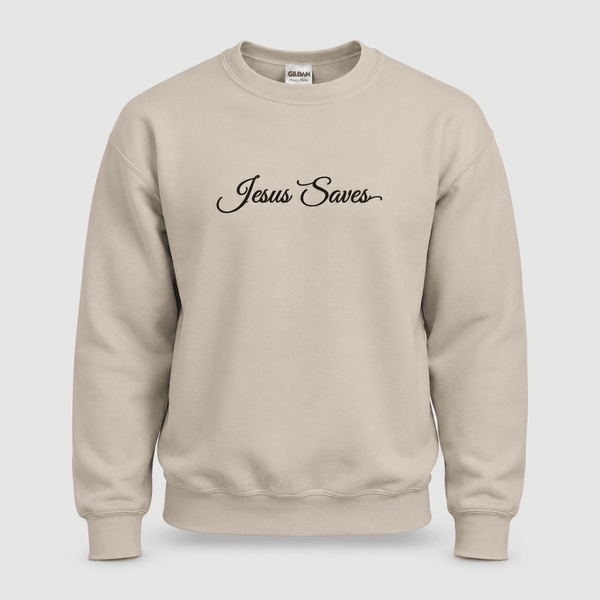 Jesus Saves Christian Script Sweatshirt