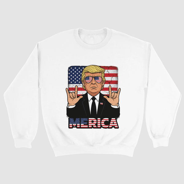 Trump Merica Sweatshirt, Funny Patriotic American Flag Pullover