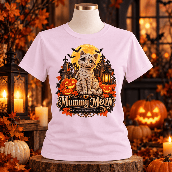 Mummy Meow Wrapped in Spooky Charm Tee