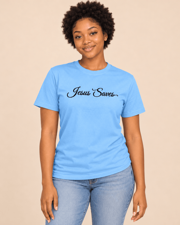 Jesus Saves Christian Script T-Shirt