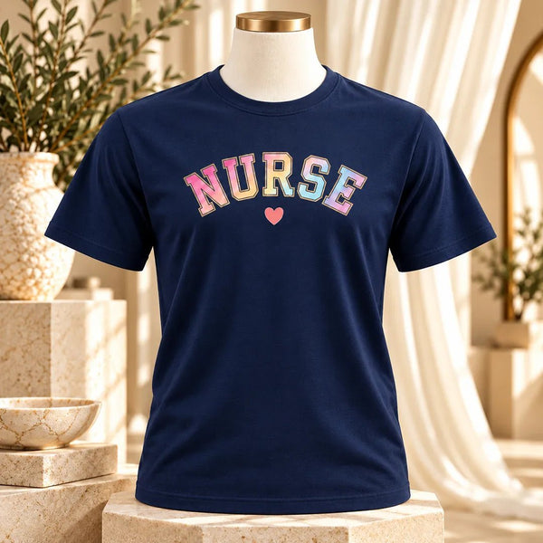Pastel Varsity Nurse Graphic T-Shirt