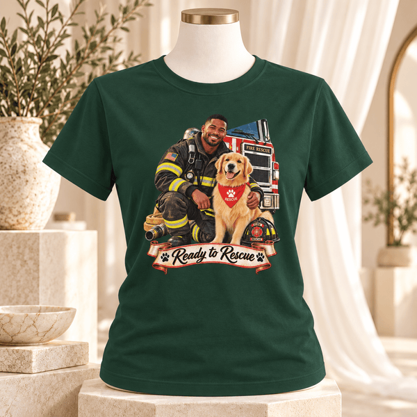 Ready to Rescue Firefighter Dog T-Shirt