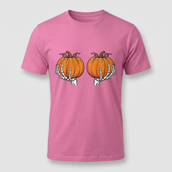 Skeleton Hands Pumpkin Halloween Graphic Tee
