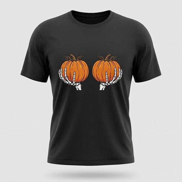 Skeleton Hands Pumpkin Halloween Graphic Tee