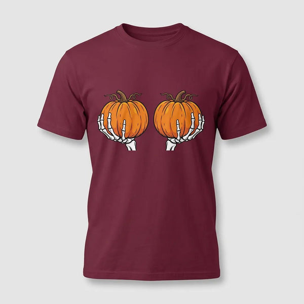 Skeleton Hands Pumpkin Halloween Graphic Tee