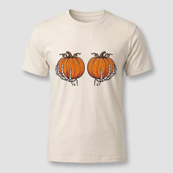 Skeleton Hands Pumpkin Halloween Graphic Tee