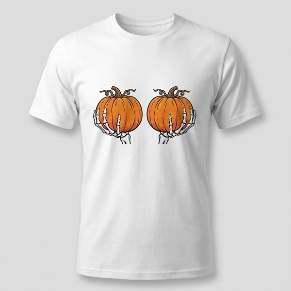 Skeleton Hands Pumpkin Halloween Graphic Tee