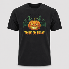 Load image into Gallery viewer, Trick or Treat Monster Pumpkin Funny Halloween Tee
