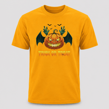 Load image into Gallery viewer, Trick or Treat Monster Pumpkin Funny Halloween Tee

