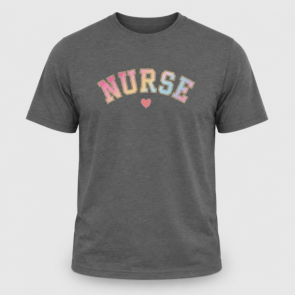 Pastel Varsity Nurse Graphic T-Shirt