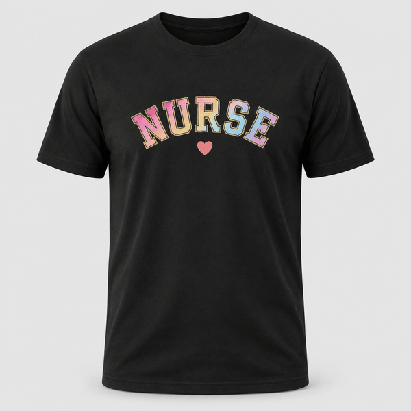 Pastel Varsity Nurse Graphic T-Shirt