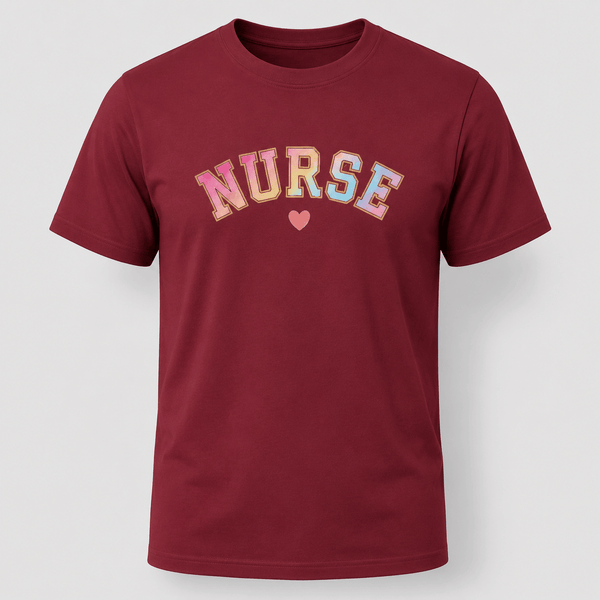 Pastel Varsity Nurse Graphic T-Shirt