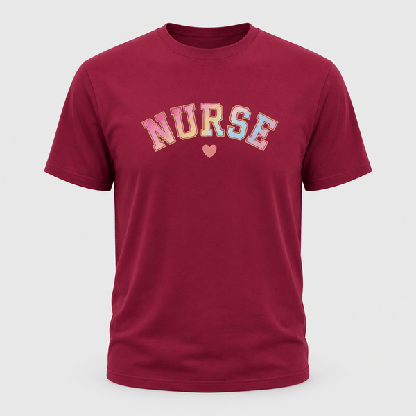 Pastel Varsity Nurse Graphic T-Shirt