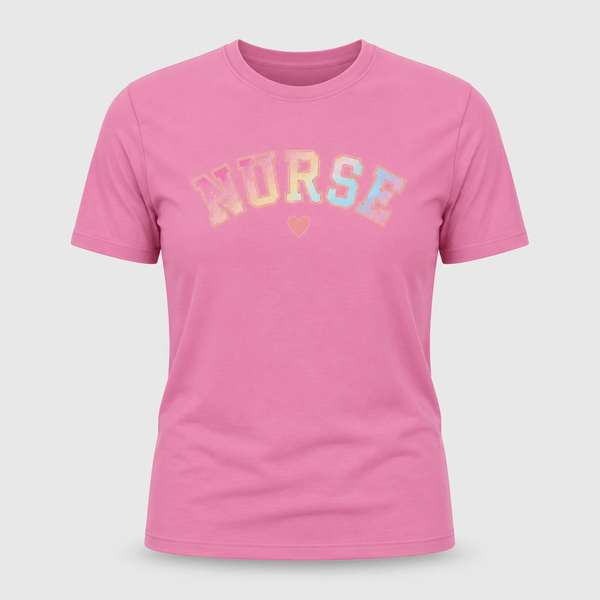 Pastel Varsity Nurse Graphic T-Shirt