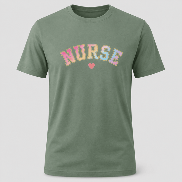 Pastel Varsity Nurse Graphic T-Shirt