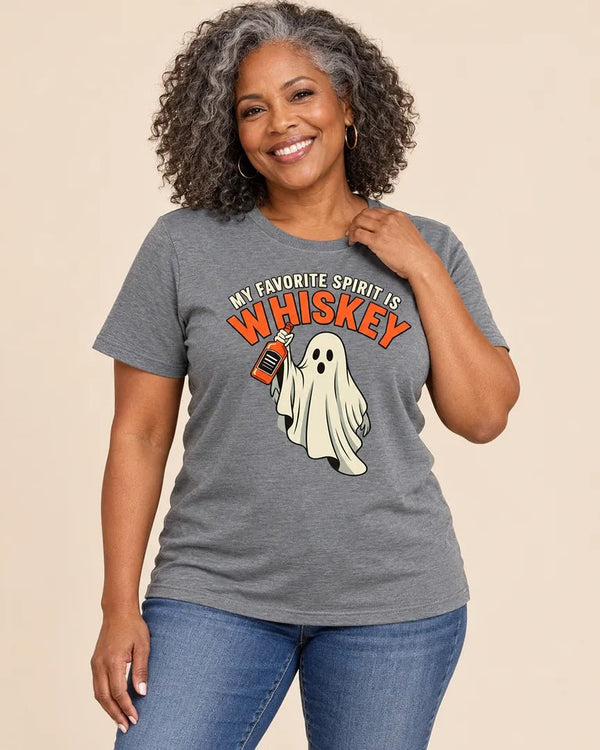 My Favorite Spirit Is Whiskey Funny Halloween Graphic Tee