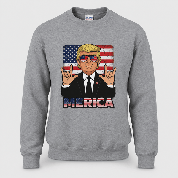 Trump Merica Sweatshirt, Funny Patriotic American Flag Pullover